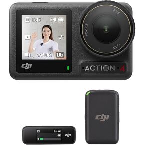 DJI Osmo Action 4 Adventure Combo + Mic 2 Transmitter (Shadow Black), Vlogging Camera with a 1/1.3-Inch Sensor, 360º HorizonSteady, Anti-Wind Protection, Suitable for Travel, Sports