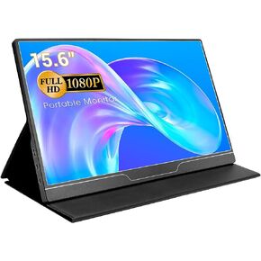 شاشة محمولة ELECROW 15.6 بوصة FHD 1080P شاشة كمبيوتر محمول محمول USB C HDMI شاشة خارجية للكمبيوتر المحمول سطح المكتب اللوحي GA ming شاشة إضافية مع سماعات مدمجة وجراب ذكي in Kuwait