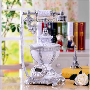 Phone White Environmentally Friendly Resin European Retro Telephone Without Battery Button Caller Display Fashion Landline Home Antique Living Room in Saudi Arabia