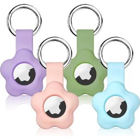 4 Pack AirTag Holder Compatible with AirTag Case, Airtags GPS Tracker for Keychain Cover, Soft Full-Body Protective Silicone Airtags for Kids, Luggage (Blue/Dark Green/Dark Blue/Black)