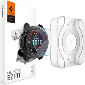 Spigen GlasTR EZ FIT Screen Protector for Garmin Fenix 8, 8 Pro, 7X (51mm) | 9H+ tempered glass, Scratch resistance, auto-align tray, Lab-tested 100% clarity, Original touch, 2 Pack in Saudi Arabia