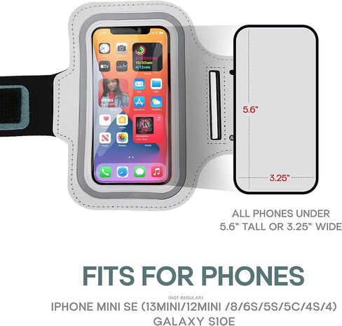 Redi-Fest Small Cell Phone Armband for iPhone Mini SE/13 Mini/12 Mini/8/6S/5S/5C/4S/4 Galaxy S10e Water Resistant Cellphone Sport Armband Running Adjustable Elastic Strap Key Pocket for Gym Exercise in Saudi Arabia