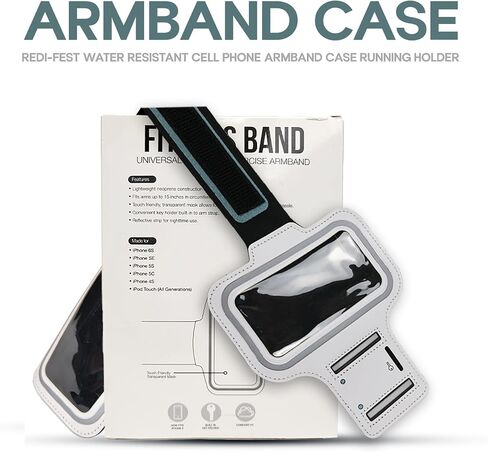 Redi-Fest Small Cell Phone Armband for iPhone Mini SE/13 Mini/12 Mini/8/6S/5S/5C/4S/4 Galaxy S10e Water Resistant Cellphone Sport Armband Running Adjustable Elastic Strap Key Pocket for Gym Exercise in Saudi Arabia