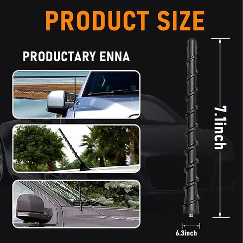NGHEY قطعة واحدة من الهوائي الحلزوني، هوائي منحني مطاطي حلزوني مقاوم للماء مقاس 7 بوصات، هوائي معدني مضاد للصدأ لمعظم السيارات وسيارات الدفع الرباعي والشاحنات (أسود) in Kuwait