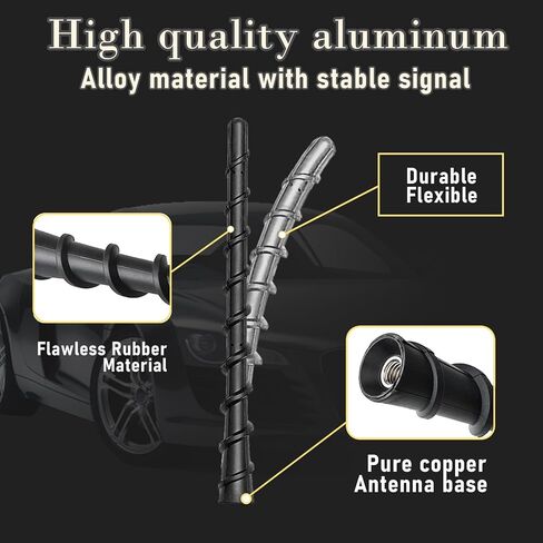 NGHEY قطعة واحدة من الهوائي الحلزوني، هوائي منحني مطاطي حلزوني مقاوم للماء مقاس 7 بوصات، هوائي معدني مضاد للصدأ لمعظم السيارات وسيارات الدفع الرباعي والشاحنات (أسود) in Kuwait