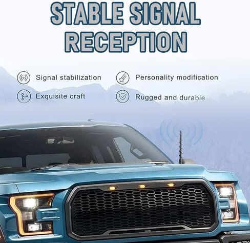 NGHEY قطعة واحدة من الهوائي الحلزوني، هوائي منحني مطاطي حلزوني مقاوم للماء مقاس 7 بوصات، هوائي معدني مضاد للصدأ لمعظم السيارات وسيارات الدفع الرباعي والشاحنات (أسود) in Kuwait