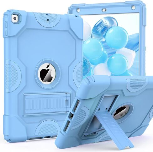 حافظة ZoneFoker لجهاز iPad الجيل التاسع، حافظة iPad 8th الجيل السابع، حافظة iPad 10.2 بوصة 2021/2020/2019، غطاء واقٍ متين مقاوم للصدمات مع مسند للأطفال الأولاد والبنات أرجواني/أخضر in Kuwait