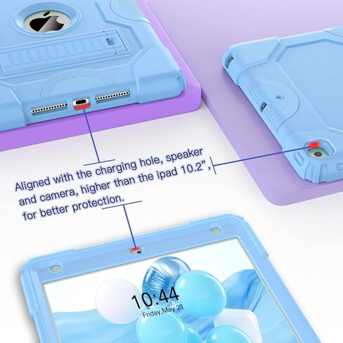حافظة ZoneFoker لجهاز iPad الجيل التاسع، حافظة iPad 8th الجيل السابع، حافظة iPad 10.2 بوصة 2021/2020/2019، غطاء واقٍ متين مقاوم للصدمات مع مسند للأطفال الأولاد والبنات أرجواني/أخضر in Kuwait