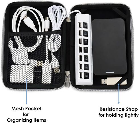 Water Resilient Hard Shell Sleeve Box Case with Secure Zippers and Mesh Pocket for 7-8 inch Tablets, eReader, Gaming Consoles in Saudi Arabia