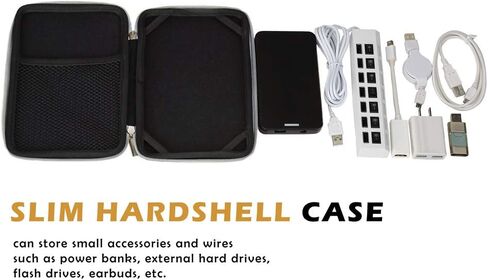 Water Resilient Hard Shell Sleeve Box Case with Secure Zippers and Mesh Pocket for 7-8 inch Tablets, eReader, Gaming Consoles in Saudi Arabia