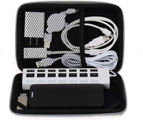 Water Resilient Hard Shell Sleeve Box Case with Secure Zippers and Mesh Pocket for 7-8 inch Tablets, eReader, Gaming Consoles in Saudi Arabia
