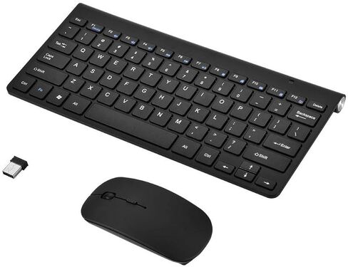 Wireless Keyboard Mouse Combo, 2.4GHz Slim Waterproof Keyboard and Mouse Kit for Desktop, Computer, PC(Black) in Saudi Arabia