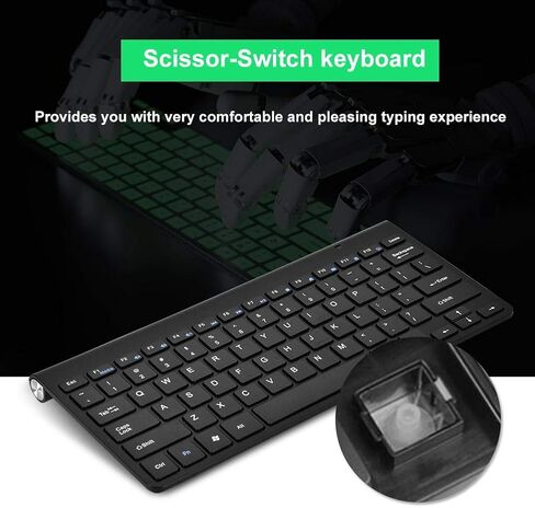 Wireless Keyboard Mouse Combo, 2.4GHz Slim Waterproof Keyboard and Mouse Kit for Desktop, Computer, PC(Black) in Saudi Arabia