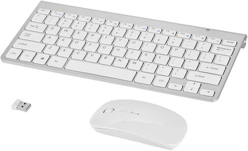 Keyboard Mouse Combo, 2.4GHz Slim Keyboard and Mouse Kit for Desktop, Computer, PC(Silver) in Saudi Arabia