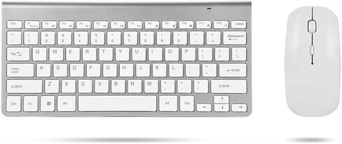 Keyboard Mouse Combo, 2.4GHz Slim Keyboard and Mouse Kit for Desktop, Computer, PC(Silver) in Saudi Arabia