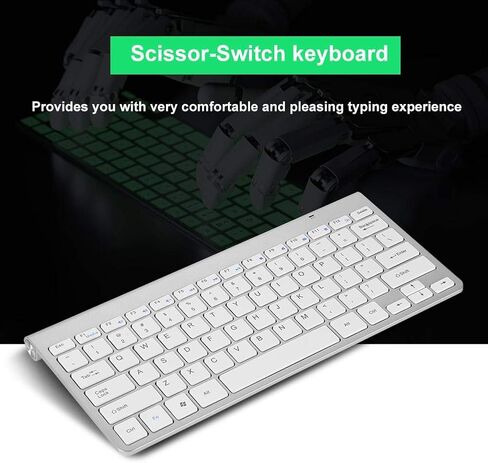 Keyboard Mouse Combo, 2.4GHz Slim Keyboard and Mouse Kit for Desktop, Computer, PC(Silver) in Saudi Arabia