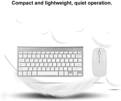 Keyboard Mouse Combo, 2.4GHz Slim Keyboard and Mouse Kit for Desktop, Computer, PC(Silver) in Saudi Arabia