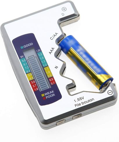 AMTAST Seven Battery Tester 7 Type of Battery C, AA, AAA, D, N, 9V (6F22), 1.55V Button Cell Batteries Checker in Kuwait