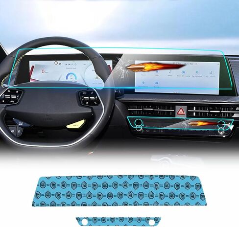YEBOOCA شاشة LCD للملاحة وواقي شاشة مجموعة السيارة مناسب لشاشة اللمس KIA EV6 2022 2023، مع واقي شاشة للتحكم في المناخ فيلم بلاستيكي مضاد للخدش، عبوات من قطعتين in Kuwait