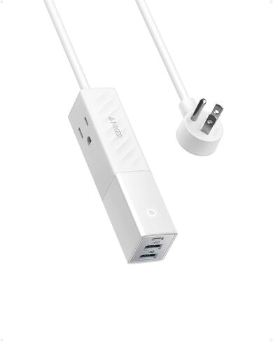 Anker USB C Travel Power Strip - 511 Power Strip with 30W Charger, 2AC Outlets, 2 USB Fast Charge Ports, 5ft Extension Cord - Durable & Convenient for Dorm, Office, School, Cruise Ship - TUV Listed in Saudi Arabia