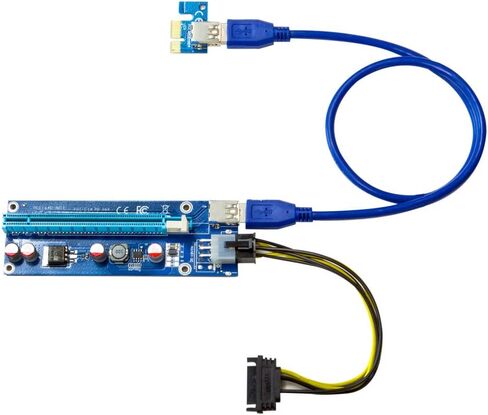 Kingwin PCIe Riser Card Adapter 1x to 16x with 4-Pin Molex Power & SATA Cable, USB 3.0 GPU Extension Cable for Mining Rig, Bitcoin, Ethereum, ETH, Crypto GPU Miner (Latest Version) in Kuwait
