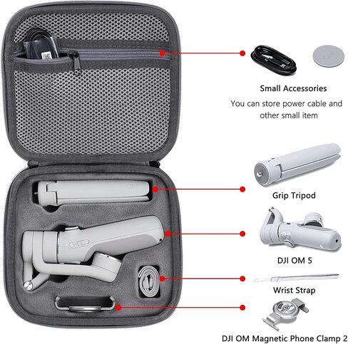 Travel Case for DJI OM 7P/OM7/OM8 - Portable Storage Bag Hardshell Carrying Case Fits DJI Osmo Mobile 7/7P /OM8 Smartphone Gimbal Stabilizer and Accessories(Grey) in Saudi Arabia