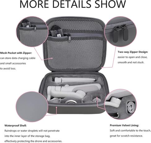 Travel Case for DJI OM 7P/OM7/OM8 - Portable Storage Bag Hardshell Carrying Case Fits DJI Osmo Mobile 7/7P /OM8 Smartphone Gimbal Stabilizer and Accessories(Grey) in Saudi Arabia