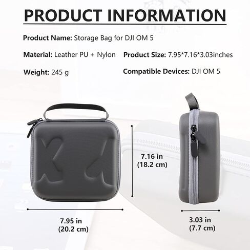 Travel Case for DJI OM 7P/OM7/OM8 - Portable Storage Bag Hardshell Carrying Case Fits DJI Osmo Mobile 7/7P /OM8 Smartphone Gimbal Stabilizer and Accessories(Grey) in Saudi Arabia