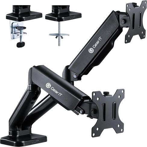 GearIT Dual Monitor Mount (Up to 32 Inch, 19.8 lbs) Desk Stand Mount for LCD LED Monitor, Fully Adjustable Articulating Gas Spring Arm with Quick Release (Tilt, Swivel, Rotate) Vesa 75 100 in Saudi Arabia