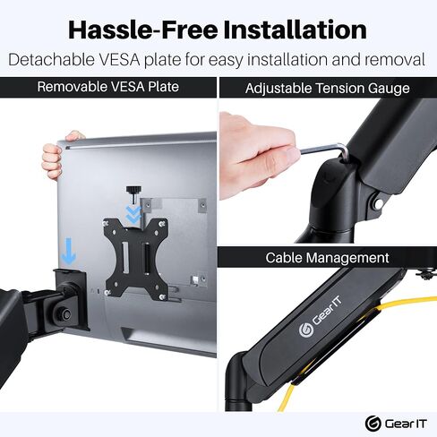 GearIT Dual Monitor Mount (Up to 32 Inch, 19.8 lbs) Desk Stand Mount for LCD LED Monitor, Fully Adjustable Articulating Gas Spring Arm with Quick Release (Tilt, Swivel, Rotate) Vesa 75 100 in Saudi Arabia