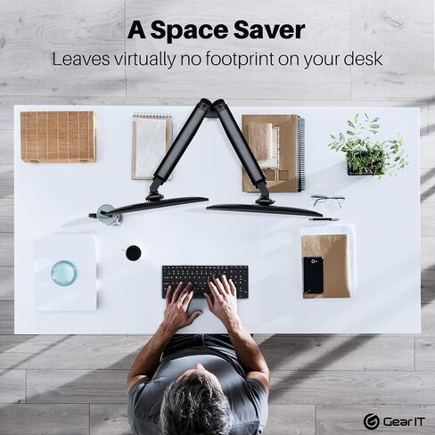 GearIT Dual Monitor Mount (Up to 32 Inch, 19.8 lbs) Desk Stand Mount for LCD LED Monitor, Fully Adjustable Articulating Gas Spring Arm with Quick Release (Tilt, Swivel, Rotate) Vesa 75 100 in Saudi Arabia