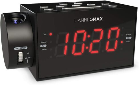 HANNLOMAX HX-109CR PLL FM Radio, Clock with Dual Alarm, Time Projection, 1.2 inches LED Display, USB Port for 1A Charging, Aux-in, AC/DC Adaptor Included in Saudi Arabia