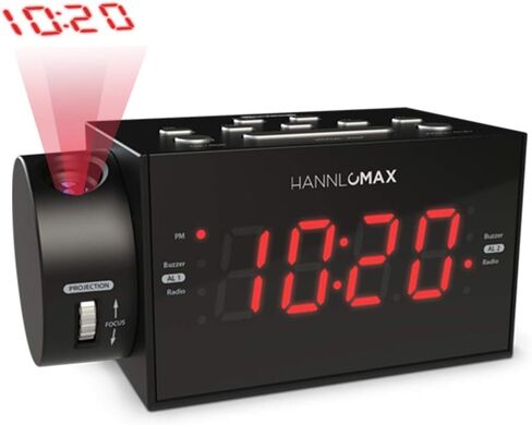 HANNLOMAX HX-109CR PLL FM Radio, Clock with Dual Alarm, Time Projection, 1.2 inches LED Display, USB Port for 1A Charging, Aux-in, AC/DC Adaptor Included in Saudi Arabia