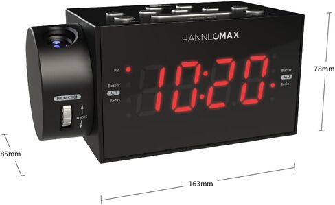 HANNLOMAX HX-109CR PLL FM Radio, Clock with Dual Alarm, Time Projection, 1.2 inches LED Display, USB Port for 1A Charging, Aux-in, AC/DC Adaptor Included in Saudi Arabia