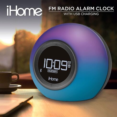 iHome Alarm Clock Radio with Bluetooth Speaker and Color Changing Lamp, USB Charging, and Speakerphone for Home, Office, or Dorm (IBT29BX6) in Kuwait