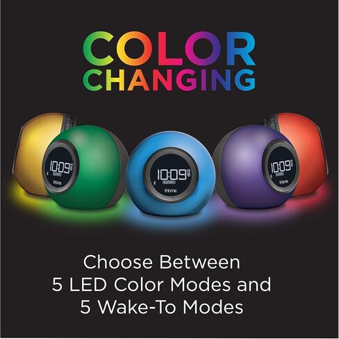 iHome Alarm Clock Radio with Bluetooth Speaker and Color Changing Lamp, USB Charging, and Speakerphone for Home, Office, or Dorm (IBT29BX6) in Kuwait