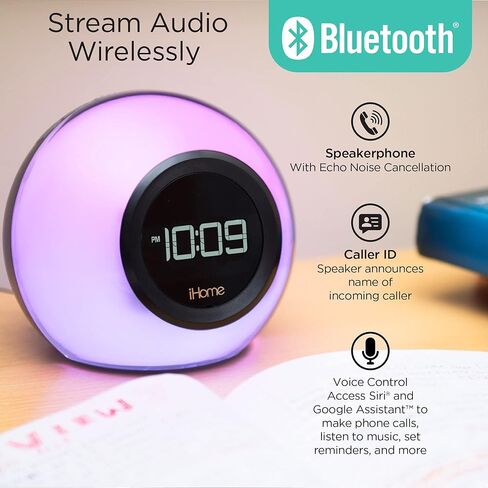 iHome Alarm Clock Radio with Bluetooth Speaker and Color Changing Lamp, USB Charging, and Speakerphone for Home, Office, or Dorm (IBT29BX6) in Kuwait