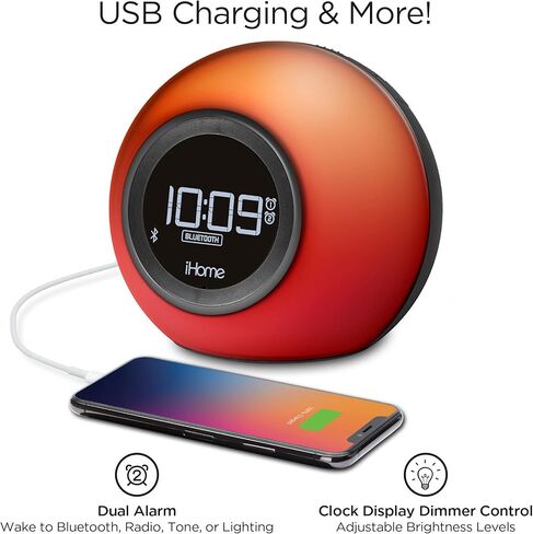 iHome Alarm Clock Radio with Bluetooth Speaker and Color Changing Lamp, USB Charging, and Speakerphone for Home, Office, or Dorm (IBT29BX6) in Kuwait