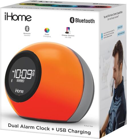 iHome Alarm Clock Radio with Bluetooth Speaker and Color Changing Lamp, USB Charging, and Speakerphone for Home, Office, or Dorm (IBT29BX6) in Kuwait