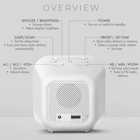 PHILIPS Alarm Clock Radio with USB Charging Port, FM Radio Alarm Digital Clocks for Bedrooms with Battery Backup, Clock Radios for Bedroom, USB Port, Dual Alarm Function, Sleep Timer, Mirror Finish in Saudi Arabia