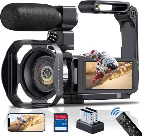 كاميرا فيديو 4K كاميرا فيديو الترا 48 ميجابكسل 18X تكبير رقمي واي فاي IR للرؤية الليلية كاميرا تسجيل فيديو لليوتيوب 3.0 بوصة شاشة تعمل باللمس مع ميكروفون ومثبت وجهاز تحكم عن بعد وبطاريتين وبطاقة SD in Kuwait