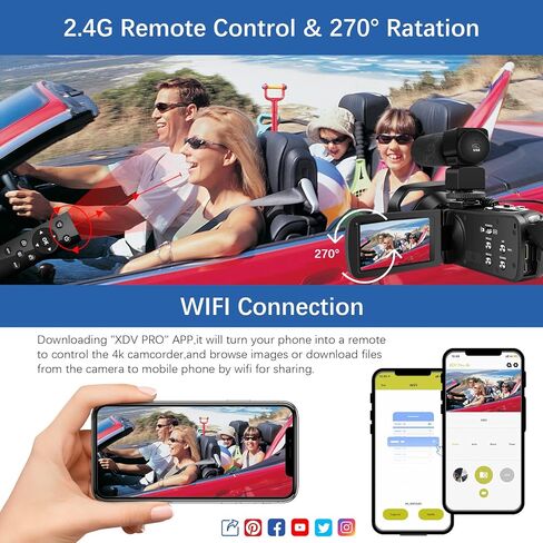 كاميرا فيديو 4K كاميرا فيديو الترا 48 ميجابكسل 18X تكبير رقمي واي فاي IR للرؤية الليلية كاميرا تسجيل فيديو لليوتيوب 3.0 بوصة شاشة تعمل باللمس مع ميكروفون ومثبت وجهاز تحكم عن بعد وبطاريتين وبطاقة SD in Kuwait