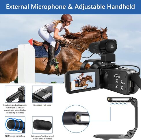 كاميرا فيديو 4K كاميرا فيديو الترا 48 ميجابكسل 18X تكبير رقمي واي فاي IR للرؤية الليلية كاميرا تسجيل فيديو لليوتيوب 3.0 بوصة شاشة تعمل باللمس مع ميكروفون ومثبت وجهاز تحكم عن بعد وبطاريتين وبطاقة SD in Kuwait