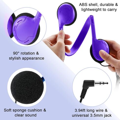 Yunsailing 30 Pack Class Set Headphones for Kids Students Bulk Classroom Headsets Adjustable School Earphones On Ear with 3.5mm Jack for Youth Adults, Teacher Must Have Supplies(Vivid Color) in Kuwait