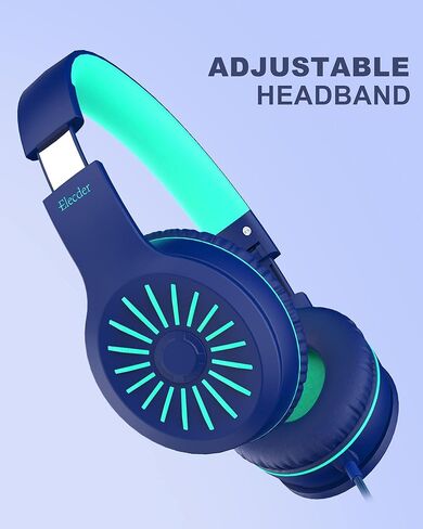 Elecder i45 On-Ear Headphones with Microphone - Foldable Stereo Bass Headphones with No-Tangle 1.5M Cord, 3.5MM Jack, Portable Wired Headphones for School/Kid/Teen/Smartphone/Travel/Tablet Blue/Purple in Kuwait