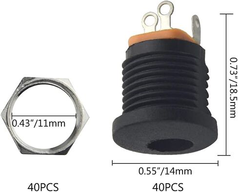 WMYCONGCONG 20 PCS DC Power Jack 5.5mm x 2.1mm 3 Pin Female DC Barrel Jack Panel Mount Connector (20 PCS) in Saudi Arabia