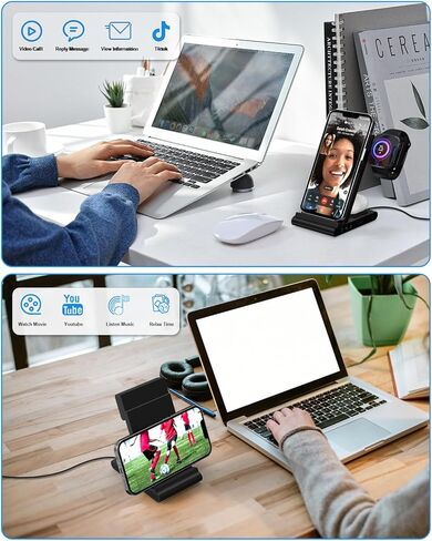 4 in 1 Wireless Charging Station, GEODMAER Wireless Charger with USB C Fast Charging Port Compatible with iPhone 14 13 12, Fast Wireless Charging Stand Compatible for iWatch, Airpods(With 35W Adapter) in Kuwait