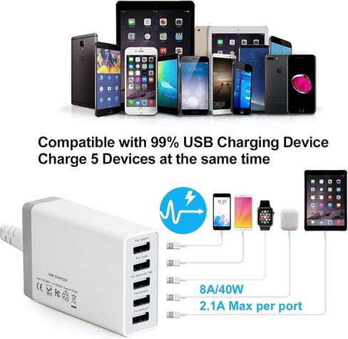 Pezin & Hulin Bamboo Phone Charging Station with 5-Port Charger & 5 Cables in Saudi Arabia