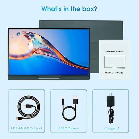 شاشة محمولة ELECROW 15.6 بوصة FHD 1080P شاشة كمبيوتر محمول محمول USB C HDMI شاشة خارجية للكمبيوتر المحمول سطح المكتب اللوحي GA ming شاشة إضافية مع سماعات مدمجة وجراب ذكي in Kuwait