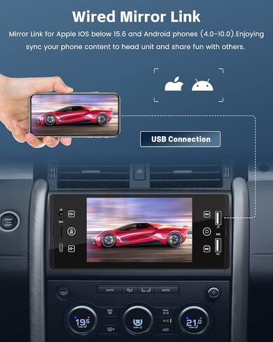 Single Din Car Stereo 5 Inch IPS Touch Screen with Bluetooth 5.1 Hands-Free Mirror Link Type-C Input, Car Audio Receiver with FM Radio SWC USB EQ Backup Camera in Saudi Arabia
